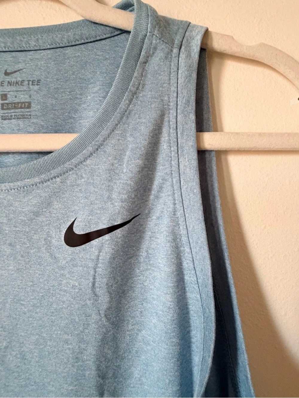 Nike Women’s Light Blue Athletic Tank Top with Black Swoosh